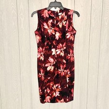 Calvin Klein Red Floral Sleeveless Dress Size 4P NWT