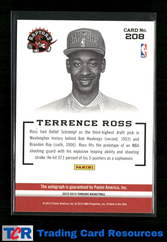 2012-13 Panini Threads #208 Terrence Ross Auto - Image 2 of 2