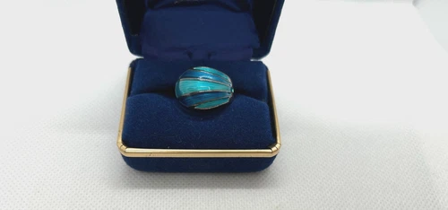 Vintage Sterling Silver David Andersen Norway Blue Green Enamel Ring