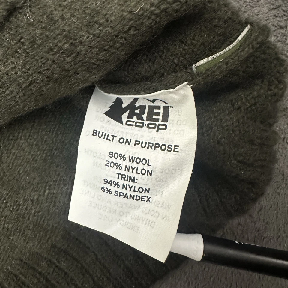 REI Co-op Men’s Wool Sweater Green Pullover 1/2 Zip Size XL Elbows Patches  - Image 4 of 4