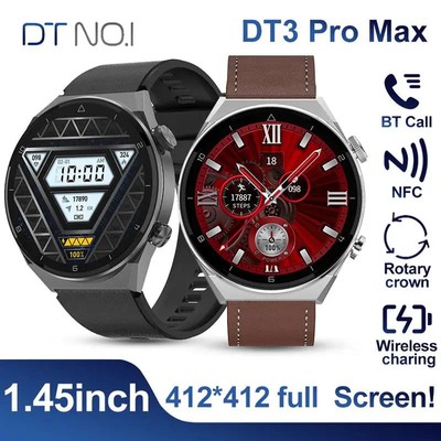 Top DT3 Pro Max Mens NFC Smartwatch with 145 HD Display