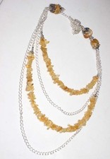 925 Silver Plated Cluster Beaded Citrine Crystal Necklace 24" Fashion Sale JW