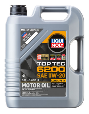 Liqui Moly 20238 Top Tec 6200 SAE 0W-20 Fully Synthetic Engine Oil 5 L