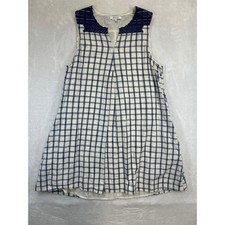 Madewell Dress Womens M Blue Ivory Plaid Sleeveless Mini Dress Pockets