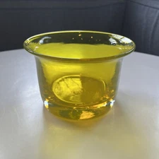 1959 Blenko Wayne Husted 5936-S Bowl in Jonquil Yellow w/ Sandblast Blenko Mark