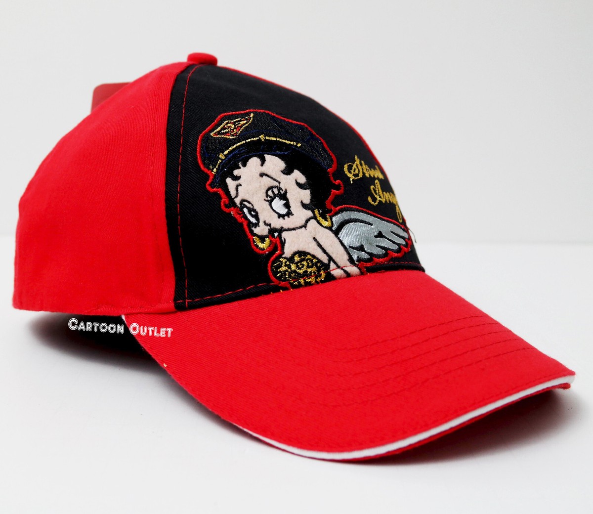 Betty Boop Black Adjustable Baseball Cap Hat One Size Red New