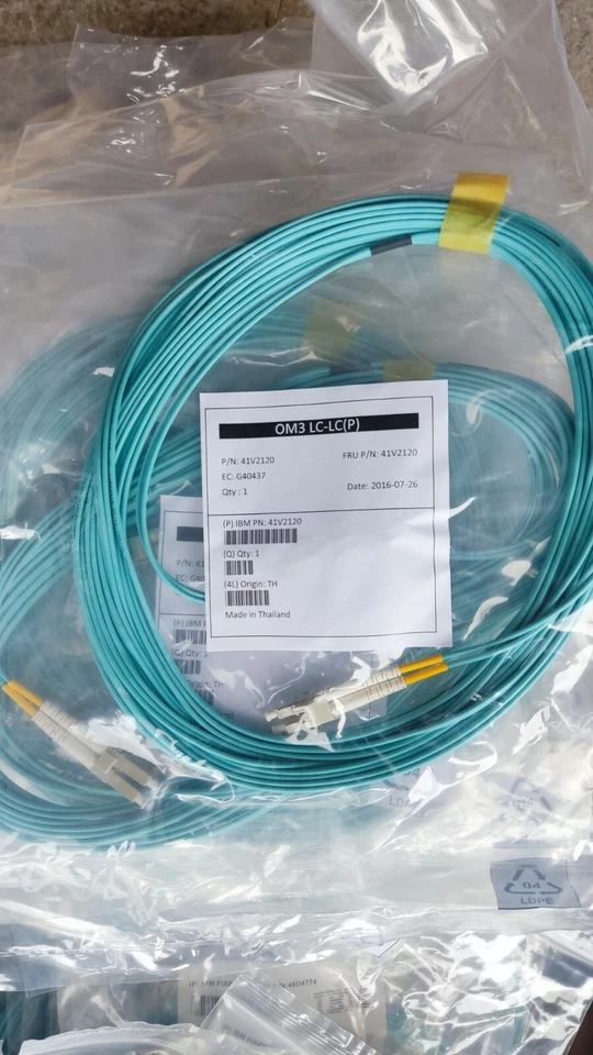 5 Cables fibre fiber multimode neuf 10m LC-LC OM3 MMF Lenovo/ IBM 41V2120 - Photo 1/1