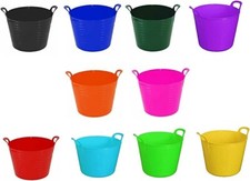 Image of Pack of 10 40L Large Robust Plastic Flexi Tubs Assorted Colours Randomly Picked