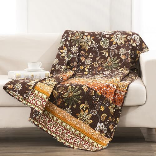 Barefoot Bungalow Audrey Throw Blanket,60 x 50-inch Chocolate - Picture 3 of 7