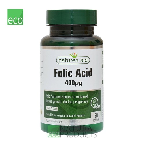 Natures Aid Folic Acid 400ug 90 tablets Vegan - Picture 2 of 2