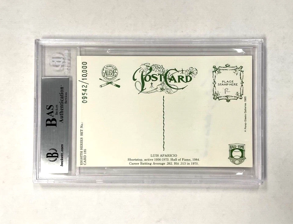 Luis Aparicio Signed Perez-Steele Hall Of Fame Postcard Beckett Slabbed Auto BAS - Image 3 of 3