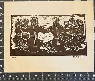 Chittaprosad Bhattacharya (1915-1978) Woodblock Print ''Dance''