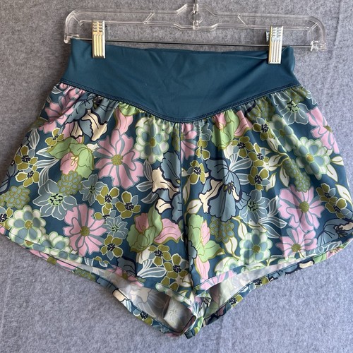 Offline By Aerie Real Me Smocked Shorts High Waisted Women’s Size S Blue Floral