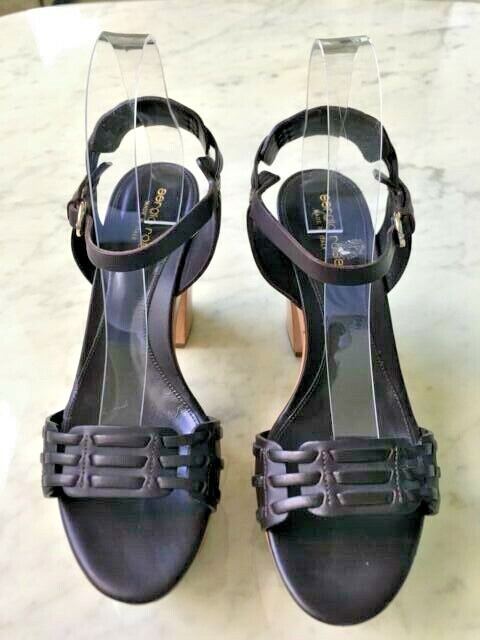 AUTHENTIC DESIGNER PLATFORM BROWN BEIGE LEATHER S… - image 2