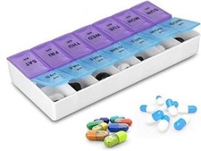 Pill Box 7 Day Organizer For Vitamin Case Medicine Twice-A-Day Holder AM PM