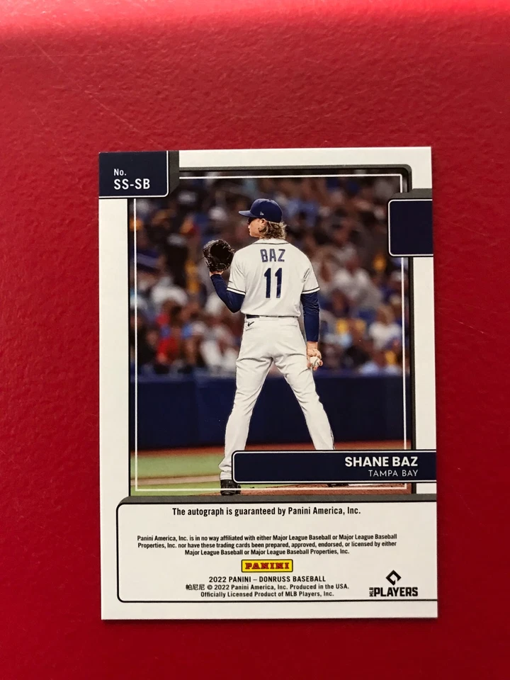 2022 Panini Donruss Shane Baz Autograph Signature Series Tampa Bay Rays #SS-SB - Image 2 of 2