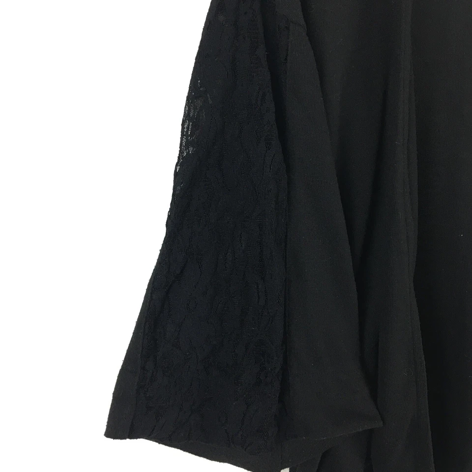 Suéter Sweet Pea by Stacy Frati XS/S Cárdigan Negro Encaje Abierto Manga 3/4 Recortado Foto 2 de 4