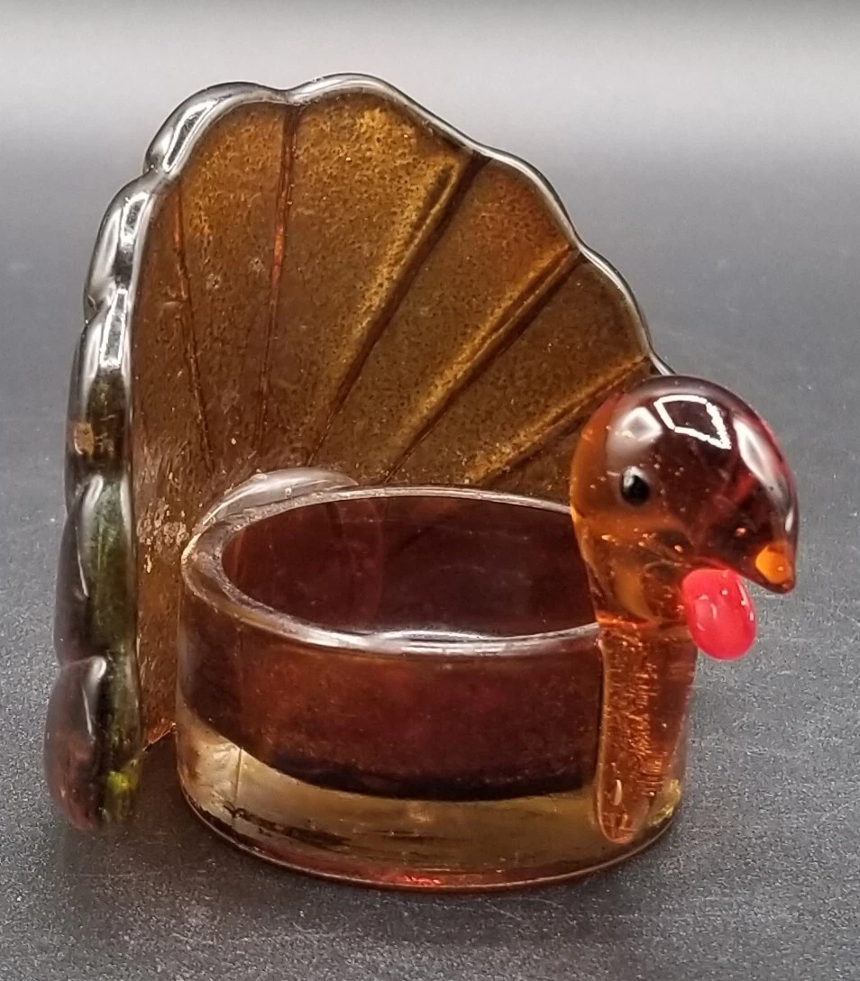 Glass Turkey Tealight Candle Holder Thanksgiving