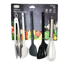 edge Silicone Mini Utensil Set 5pc Heat Resistant Non Scratch Dishwasher Safe 8"