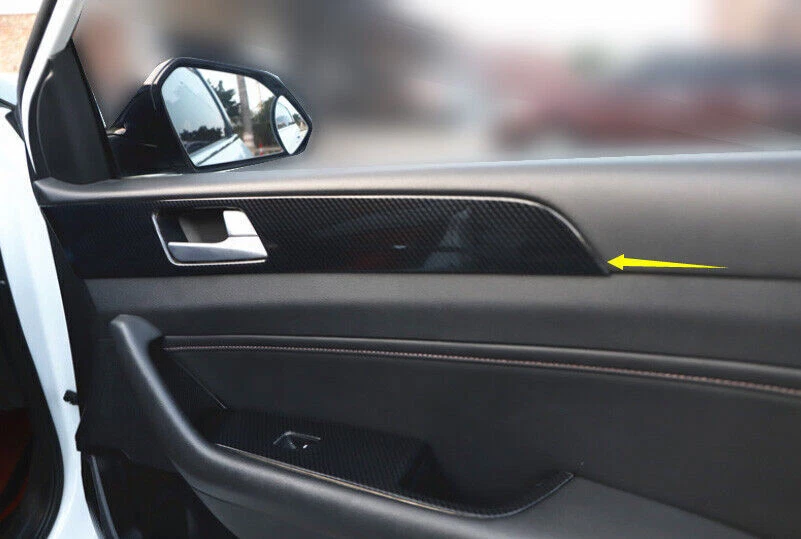 Ajuste para Hyundai Sonata 2015-2019 estilo fibra de carbono interior manija de puerta cubierta embellecedor Foto 2 de 4