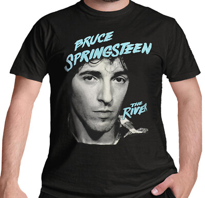 T-shirt Bruce Springsteen The River - Homme/unisexe, Coton, Noir, Ample, Neuf Avec étiquettes, Marque Gildan
