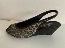 NEW WOMEN'S DONALD PLINER LEOPARD PRINT WEDGE SLINGBACK SANDALS Sz 6.5 M ITALY