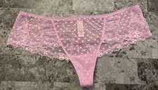 VICTORIA'S SECRET DREAM ANGELS LAVENDER POLKA DOT LACE WIDE SIDE THONG PANTIES