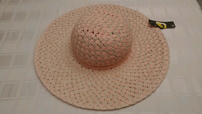D & Y Summer Straw Hat- OS David & Young D&Y Summer Hat Wide Brim Straw Woven Beach  main image 3
