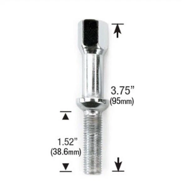 20 pernos de tuerca 12x1,5 95 mm/3,75" para Mercedes W124 W201 W126 R107 R129 NOS Foto 2 de 2