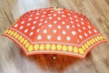Vintage Aurora Folding Umbrella Strawberry Print All Over 36" Nylon