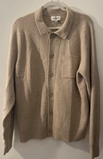 Men's Collared Cardigan - Goodfellow & Co in Tan, Size Medium 