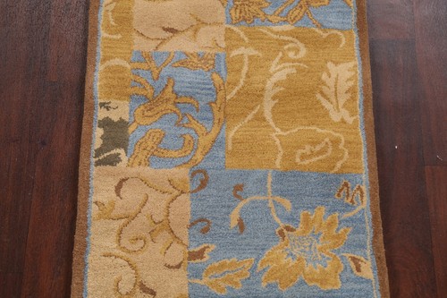Patchwork Traditional Oriental Runner Rug Hand-Tufted Wool 2' 7" x 9' 10" Carpet - Picture 4 of 12