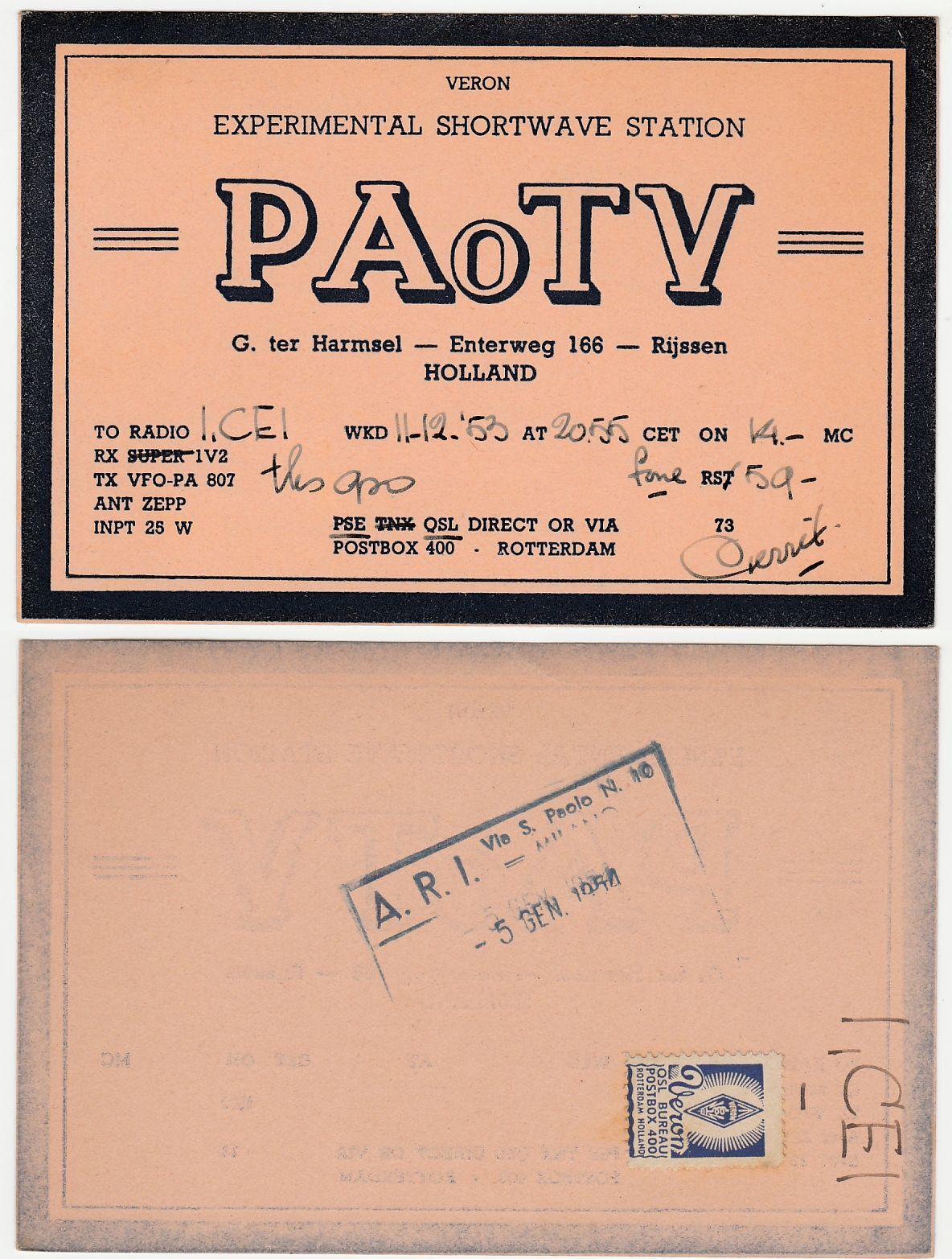 RADIOAMATORE - RADIO CARD - RIJSSEN - HOLLAND -20053-
