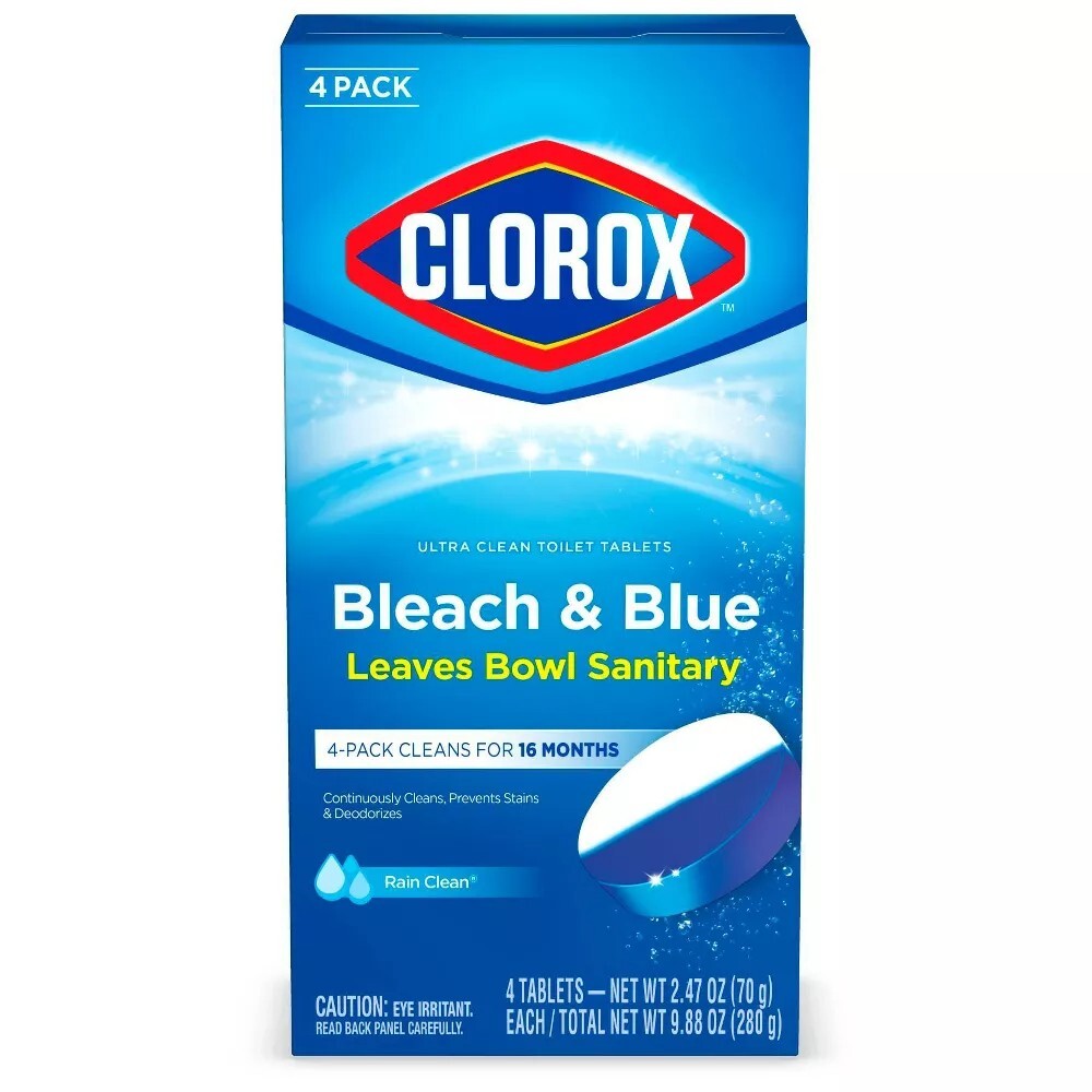 4Ct. Clorox Automatic Toilet Tank Bowl Cleaner Tablets with Bleach Rain