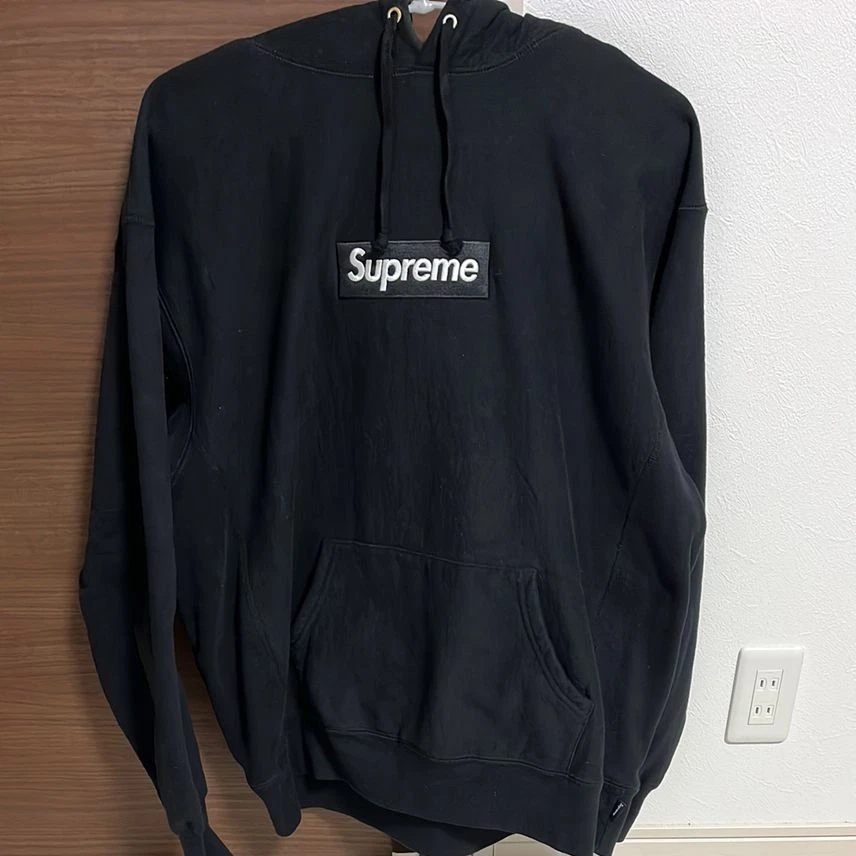 Sweat à capuche noir logo Supreme Box 21Fw