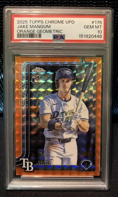 Jake Mangum Orange Refractor Psa 10 2025 Topps Chrome Update #/25 Pirates