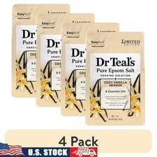 Epsom Salt Soak 4 Pack Cozy Vanilla Essential Oil Magnesium Stress Relief 3lbs