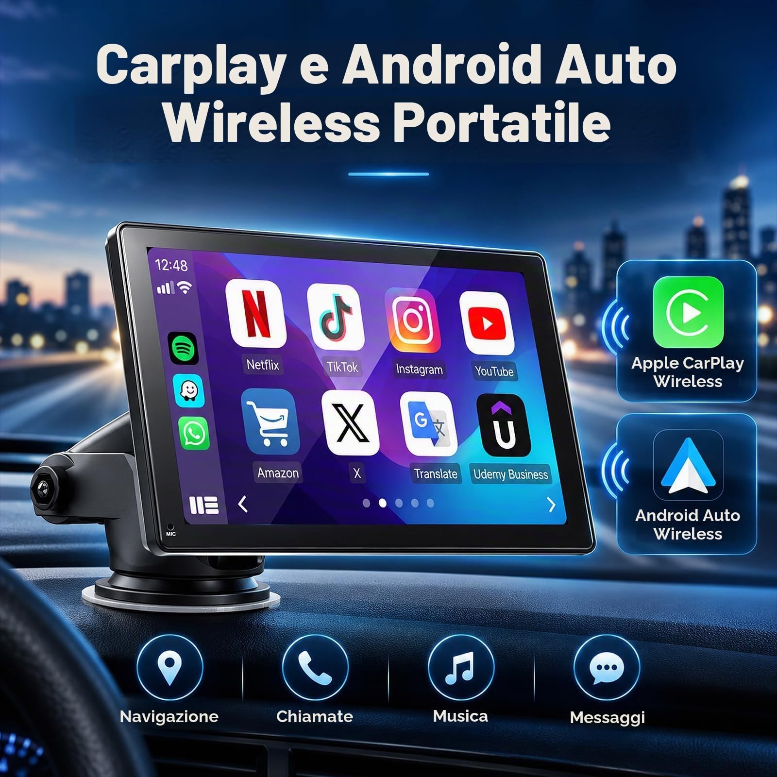 Moobsnry Display CarPlay da 9 Pollici HD Schermo per Auto Portatile Wireless - Miniatura 14
