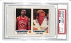 1990 Panini Sticker Michael Jordan Larry Bird Hand Cut Panel PSA 10 GEM MINT