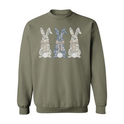 Floral Bunny Pattern Rabbit Graphic - Easter Day Unisex Crewneck Sweatshirt