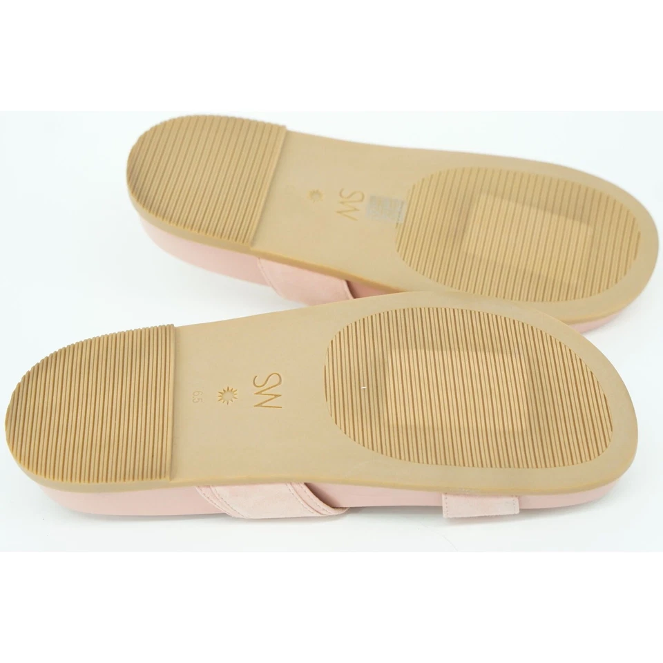 Stuart Weitzman Joni Buckle Slide Pink Leather Sandals Size 6.5 New Flat $395 - Image 3 of 4
