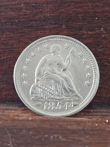 1854 H10c Seated Liberty Half Dime Arrows . AU