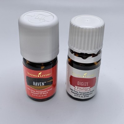 Two Young Living Essential Oil Blends: Digize Vitality & Raven 5ml Please Read