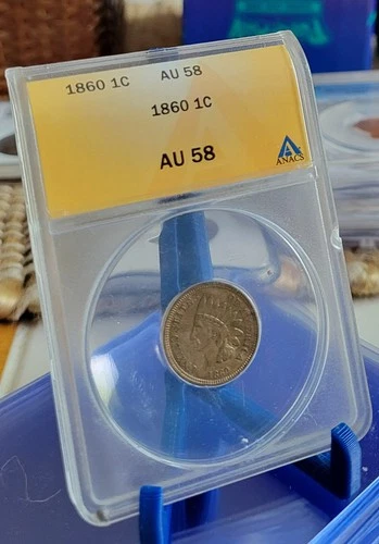 1860 Indian Head Cent AU58 ANACS Rounded Bust