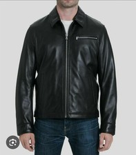 $595 Michael Kors Men's Black James Dean Leather Jacket L