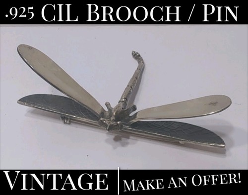 ✨VINTAGE✨ .925 CIL Sterling Silver Mexico Dragonfly Brooch Pin Pinback Jewelry