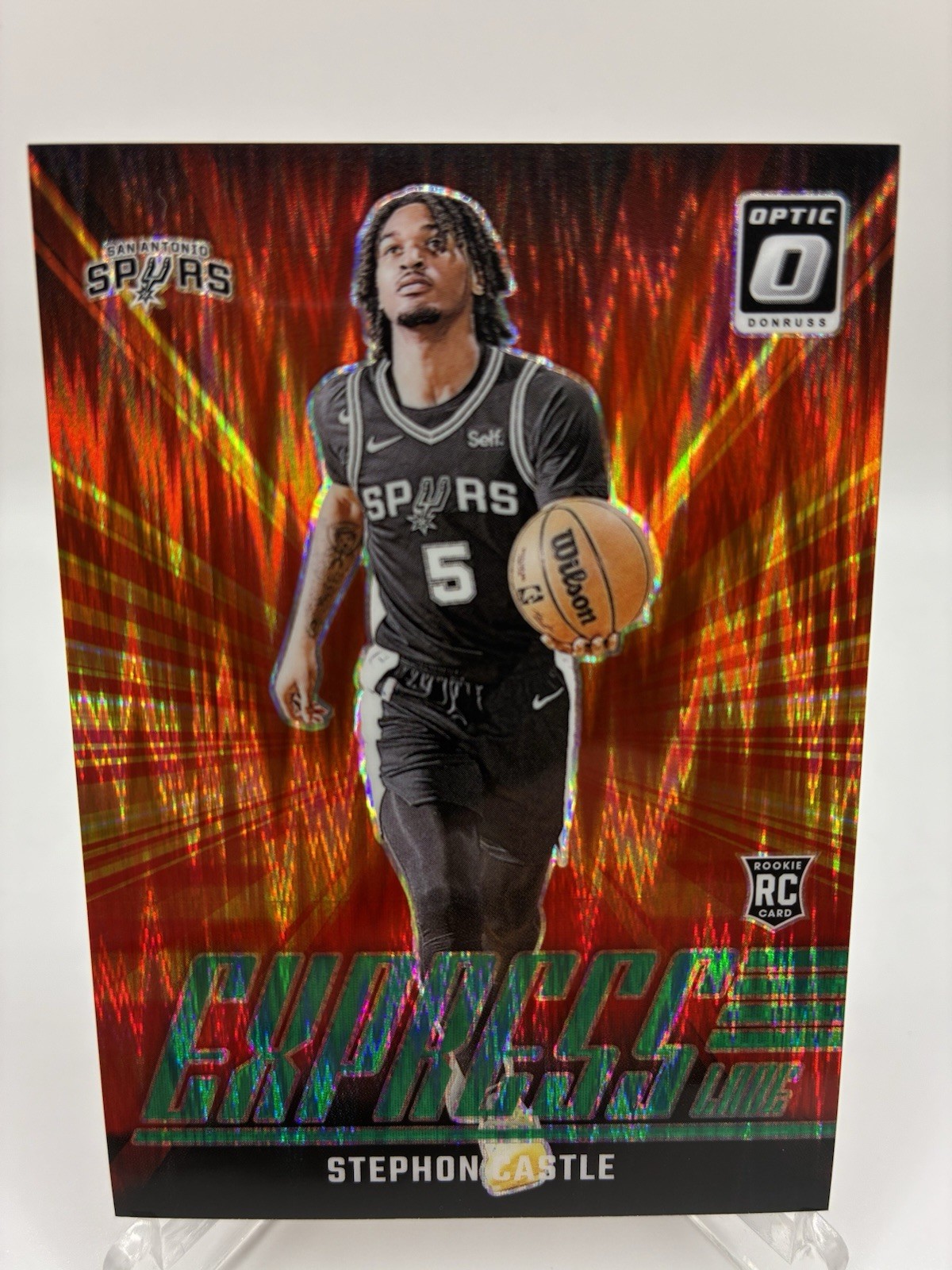 2024-25 Optic #1 Stephon Castle Express Lane Green Prizm /149 (RC)