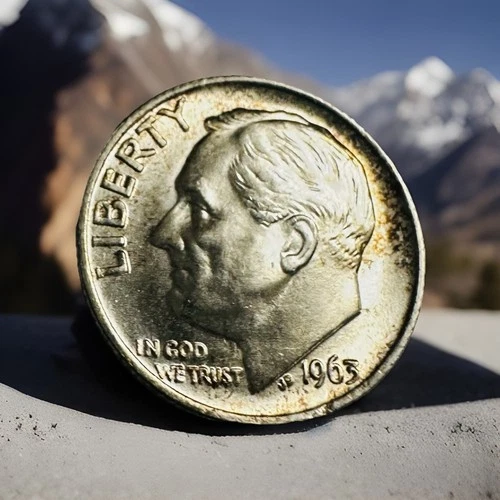 1963 Roosevelt 90% Silver Dime With Natural Toned As Shown # RSD 1963 NTAS