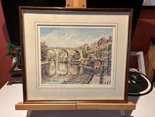 SIGNED FRAMED PETER NELSON PRINT KNARESBOROUGH YORKSHIRE NIDD ART COLLECTION