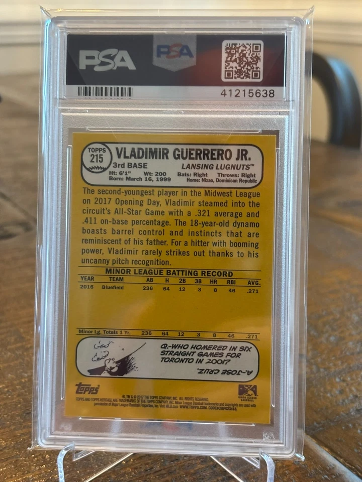 2017 Topps Heritage Minor League Vladimir Guerrero Jr. PSA 10 - Image 2 of 2